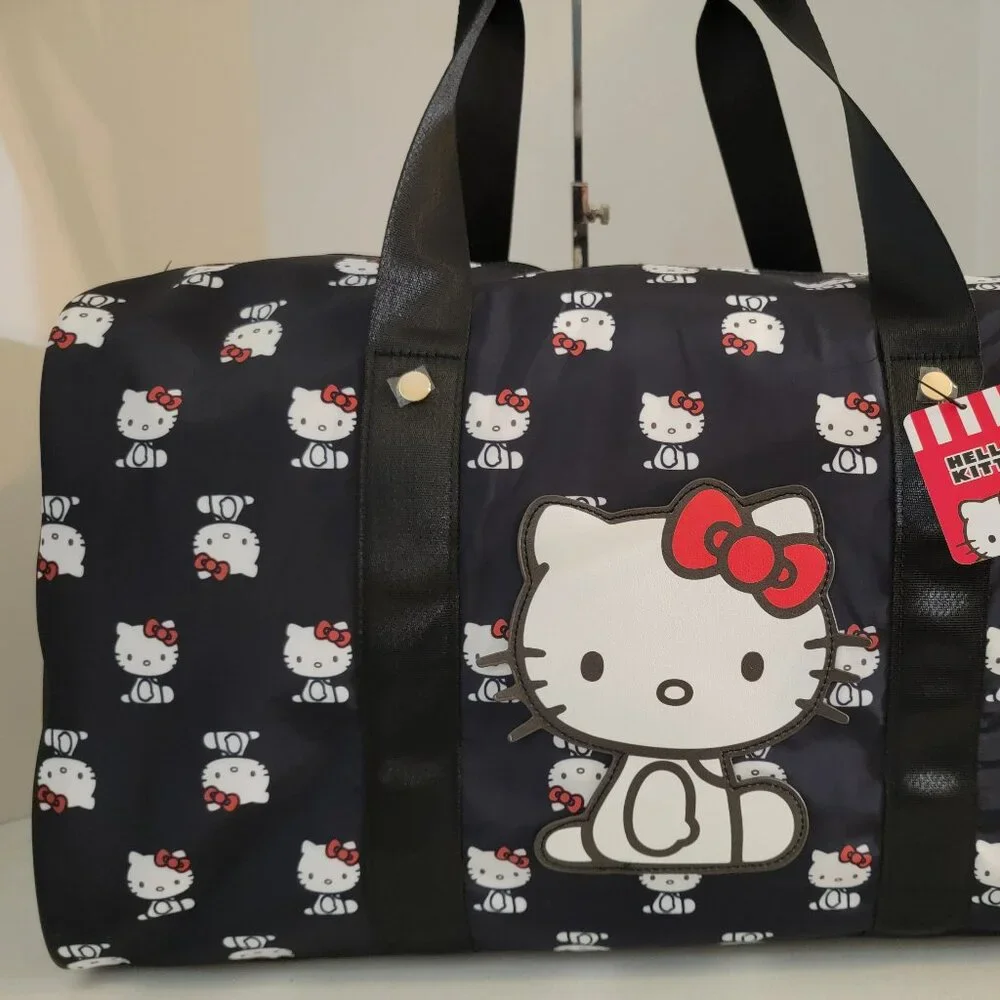Hello Kitty Duffle Bag Sanrio Navy Weekender Travel Gym Overnight Bag New - Picture 2 of 10